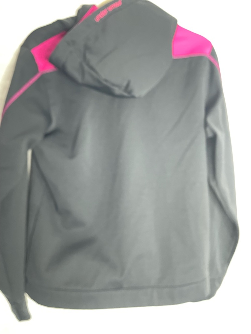 Under Armour Black Hoodie with Pink Trim and Drawstrings - Picture 2 of 4